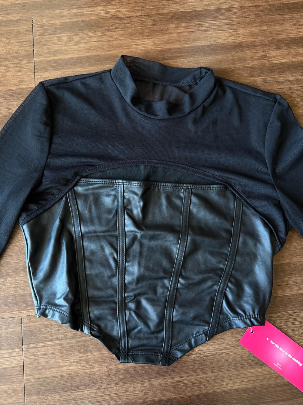 Black Faux Leather Corset Top - SHEIN